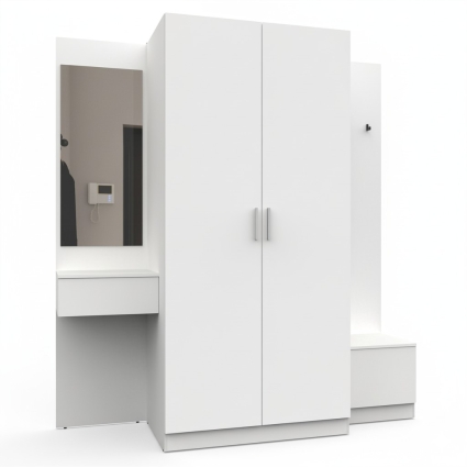 Набор мебели для прихожей "Марсель-159" МР 01-159 В2160 Ш2000 Г580 (ЛДСП Белый премиум) Набор мебели для прихожей "Марсель-159" МР 01-159 В2160 Ш2000 Г580 (ЛДСП Белый премиум)